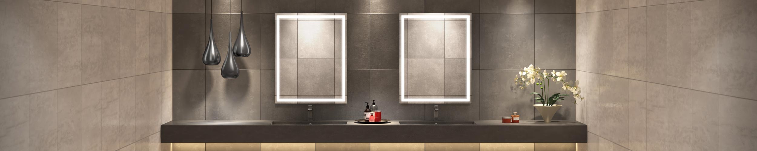 Integrated Light Mirror of Grand Mirrors in Double Sink