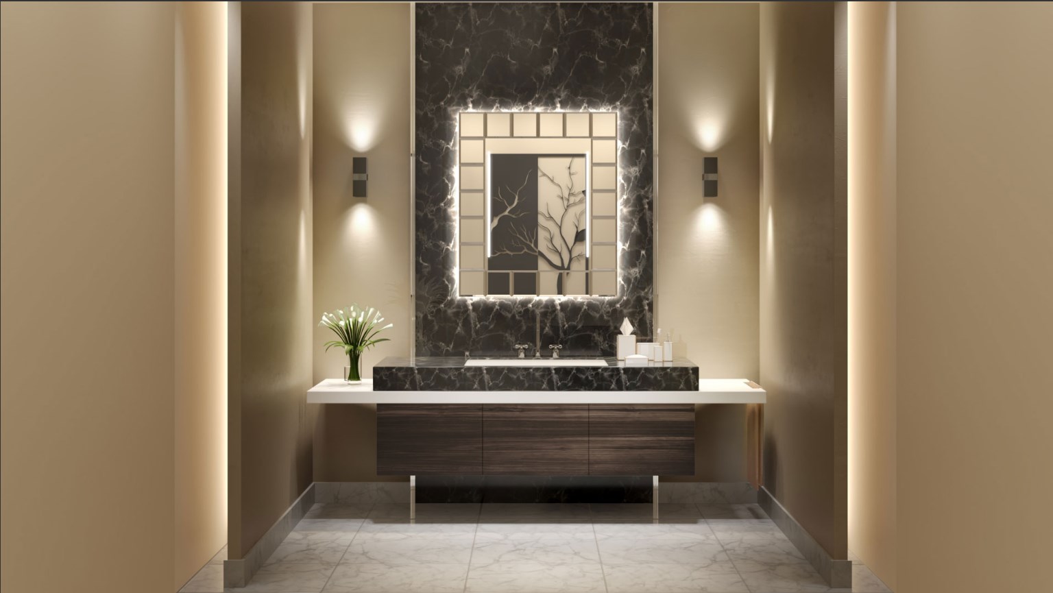 Deco Mirrors by Grand Mirrors in a Bathroom